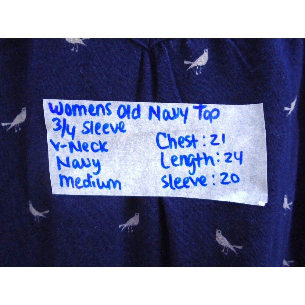 Old Navy Blouse Top Women Size Medium 3/4 Sleeve Regular Fit V-Neck Cotton Blend - Picture 3 of 5
